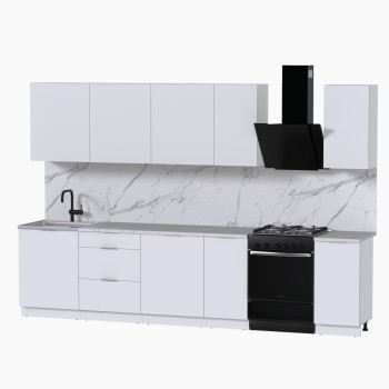 Набор корпусной мебели для кухни " Микс Топ-9" белый премиум/мрамор марквина