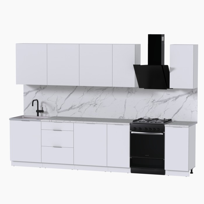 Набор корпусной мебели для кухни " Микс Топ-9" белый премиум/мрамор марквина