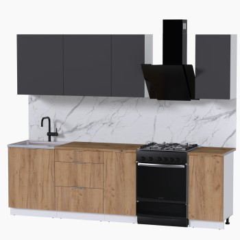 Набор корпусной мебели для кухни " Микс Топ-5" графит серый/дуб крафт золотой/дуб вотан