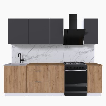 Набор корпусной мебели для кухни " Микс Топ-5" графит серый/дуб крафт золотой/дуб вотан