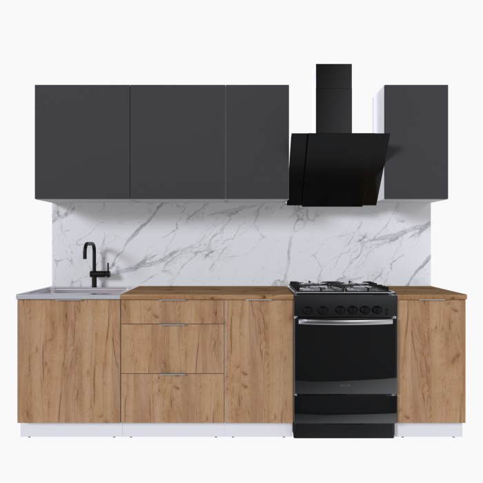 Набор корпусной мебели для кухни " Микс Топ-5" графит серый/дуб крафт золотой/дуб вотан
