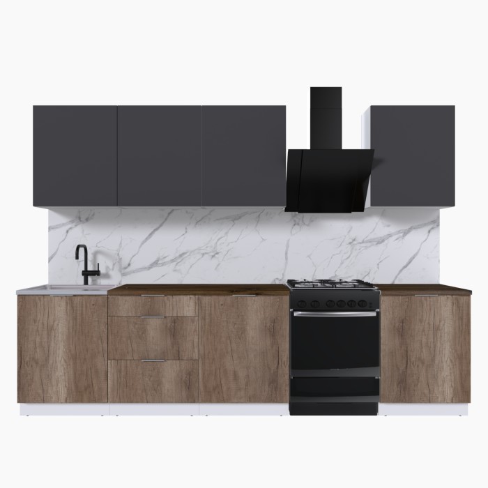 Набор корпусной мебели для кухни " Микс Топ-8" графит серый/дуб каньон/дуб флагстаф темный