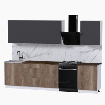 Набор корпусной мебели для кухни " Микс Топ-8" графит серый/дуб каньон/дуб флагстаф темный