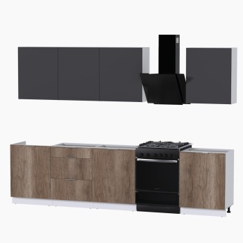 Набор корпусной мебели для кухни " Микс Топ-8" графит серый/дуб каньон