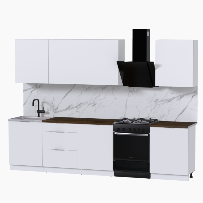 Набор корпусной мебели для кухни " Микс Топ-8" белый премиум/дуб флагстаф темный