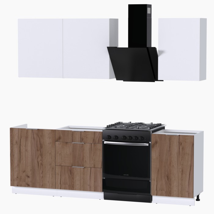 Набор корпусной мебели для кухни " Микс Топ-3" белый премиум/дуб крафт табачный