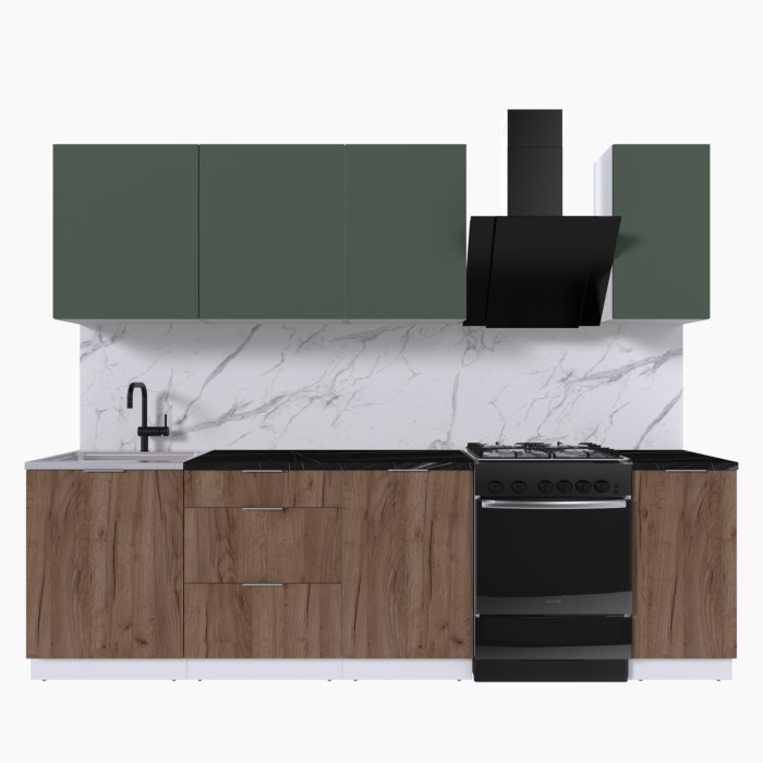 Набор корпусной мебели для кухни " Микс Топ-6" дымчато зеленый/ дуб крафт табачный/тунис