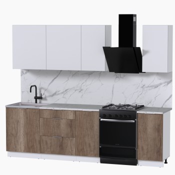 Набор корпусной мебели для кухни " Микс Топ-5" белый премиум/дуб каньон/мрамор марквина