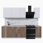 Набор корпусной мебели для кухни " Микс Топ-5" белый премиум/дуб каньон/мрамор марквина