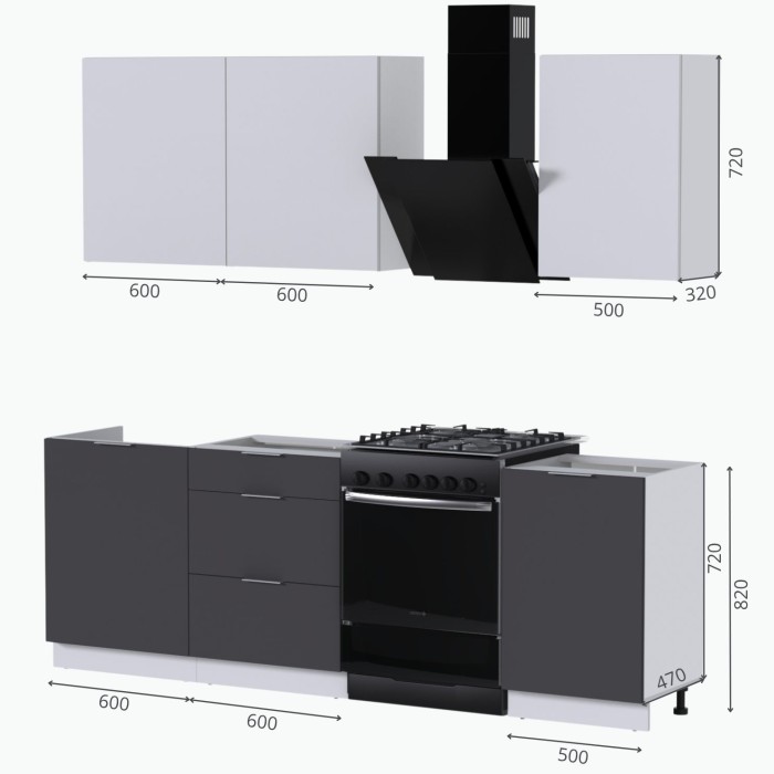 Набор корпусной мебели для кухни " Микс Топ-3" белый премиум