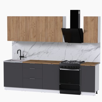 Набор корпусной мебели для кухни " Микс Топ-6" дуб крафт золотой/графит серый/дуб вотан