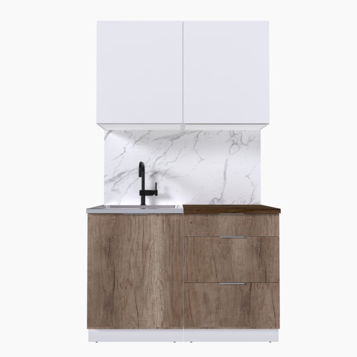 Набор корпусной мебели для кухни " Микс Топ-1" белый премиум/дуб каньон/дуб флагстаф темный