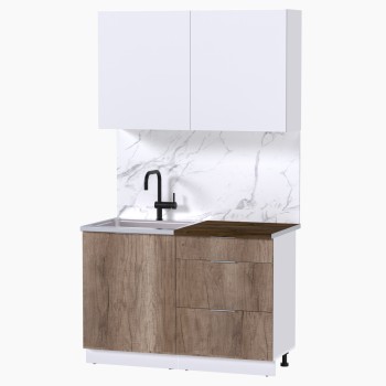 Набор корпусной мебели для кухни " Микс Топ-1" белый премиум/дуб каньон/дуб флагстаф темный