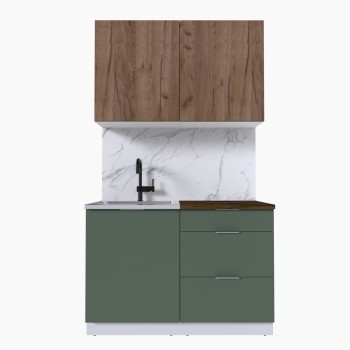 Набор корпусной мебели для кухни " Микс Топ-1" дуб крафт табачный/дымчато зеленый/дуб флагстаф темный