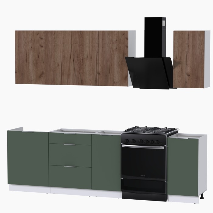 Набор корпусной мебели для кухни " Микс Топ-5" дуб крафт табачный/дымчато зеленый