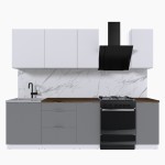 Набор корпусной мебели для кухни " Микс Топ-5" белый премиум/шиншилла серая/дуб флагстаф темный