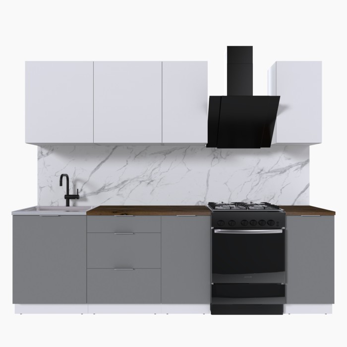 Набор корпусной мебели для кухни " Микс Топ-5" белый премиум/шиншилла серая/дуб флагстаф темный