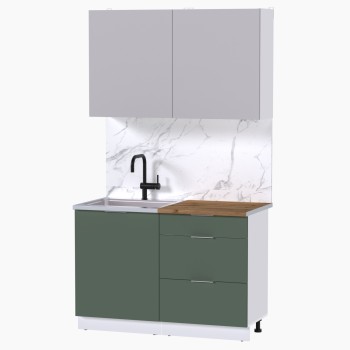 Набор корпусной мебели для кухни " Микс Топ-1" кашемир/дымчато зеленый/дуб вотан