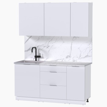 Набор корпусной мебели для кухни " Микс Топ-2" белый премиум/мрамор марквина