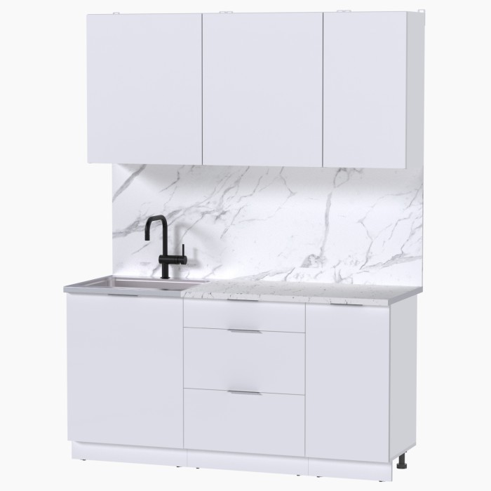 Набор корпусной мебели для кухни " Микс Топ-2" белый премиум/мрамор марквина