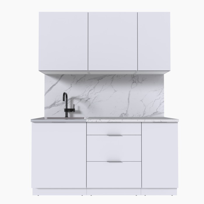 Набор корпусной мебели для кухни " Микс Топ-2" белый премиум/мрамор марквина