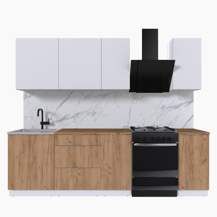 Набор корпусной мебели для кухни " Микс Топ-5" белый премиум/дуб крафт золотой/дуб вотан