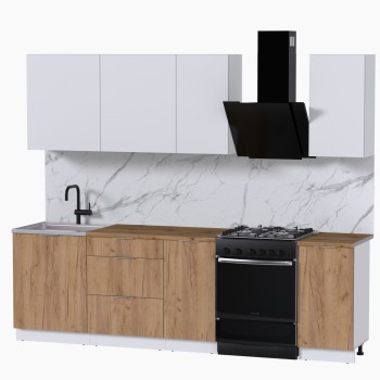 Набор корпусной мебели для кухни " Микс Топ-5" белый премиум/дуб крафт золотой/дуб вотан