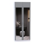 Шкаф для одежды МР-27 (580, 2 зеркала ) шиншилла серая