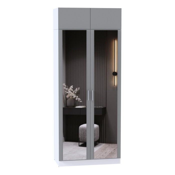 Шкаф для одежды МР-27 (580, 2 зеркала ) шиншилла серая