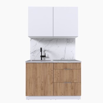 Набор корпусной мебели для кухни " Микс Топ-1" белый премиум/дуб крафт золотой/мрамор лацио белый