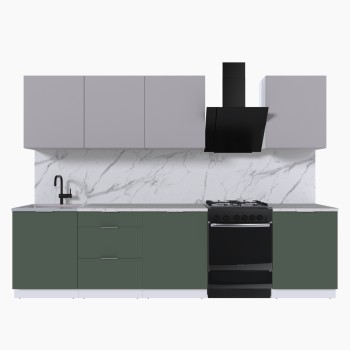 Набор корпусной мебели для кухни " Микс Топ-8" кашемир/дымчато зеленый/мрамор марквина