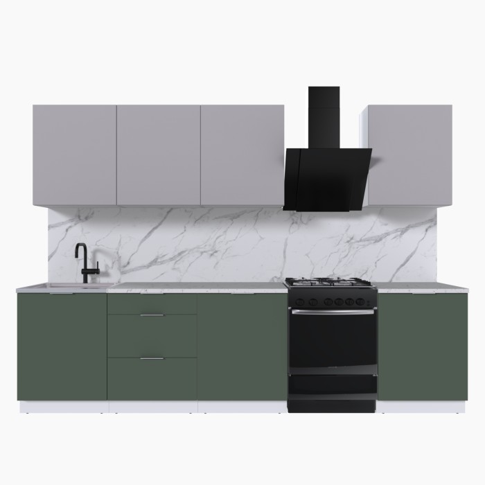 Набор корпусной мебели для кухни " Микс Топ-8" кашемир/дымчато зеленый/мрамор марквина