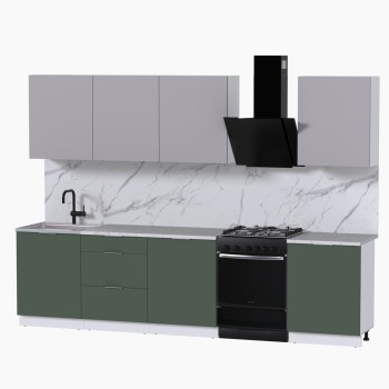 Набор корпусной мебели для кухни " Микс Топ-8" кашемир/дымчато зеленый/мрамор марквина