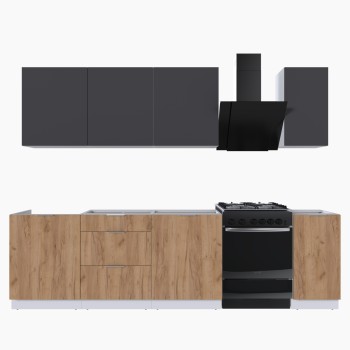 Набор корпусной мебели для кухни " Микс Топ-7" графит серый/дуб крафт золотой