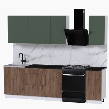 Набор корпусной мебели для кухни " Микс Топ-5" дымчато зеленый/ дуб крафт табачный/тунис