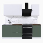 Набор корпусной мебели для кухни " Микс Топ-3" белый премиум/дымчато зеленый/дуб флагстаф темный