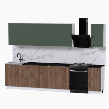 Набор корпусной мебели для кухни " Микс Топ-9" дымчато зеленый/ дуб крафт табачный/тунис