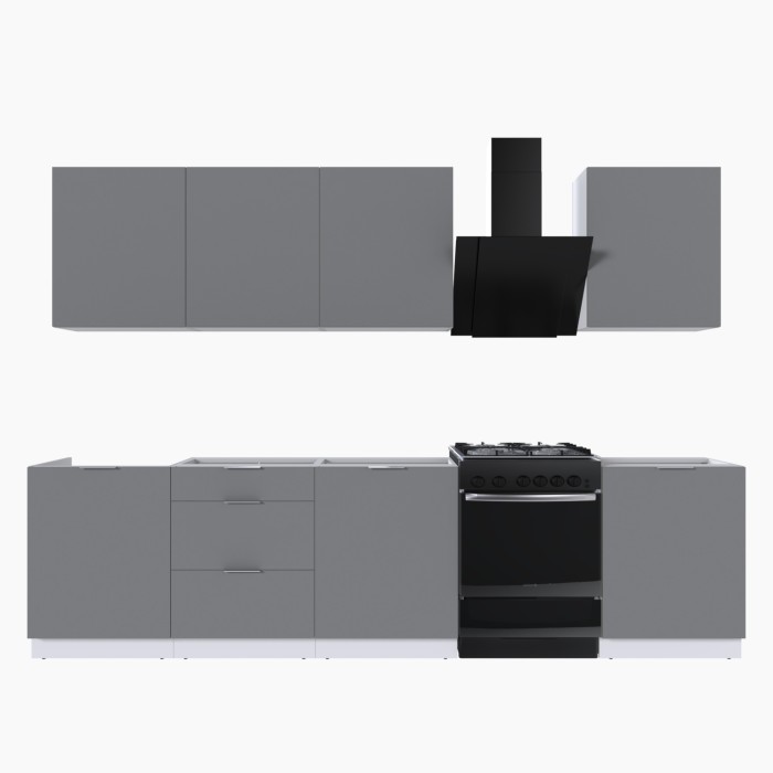 Набор корпусной мебели для кухни " Микс Топ-8" шиншилла серая/ шиншилла серая/