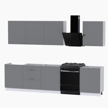 Набор корпусной мебели для кухни " Микс Топ-8" шиншилла серая/ шиншилла серая/