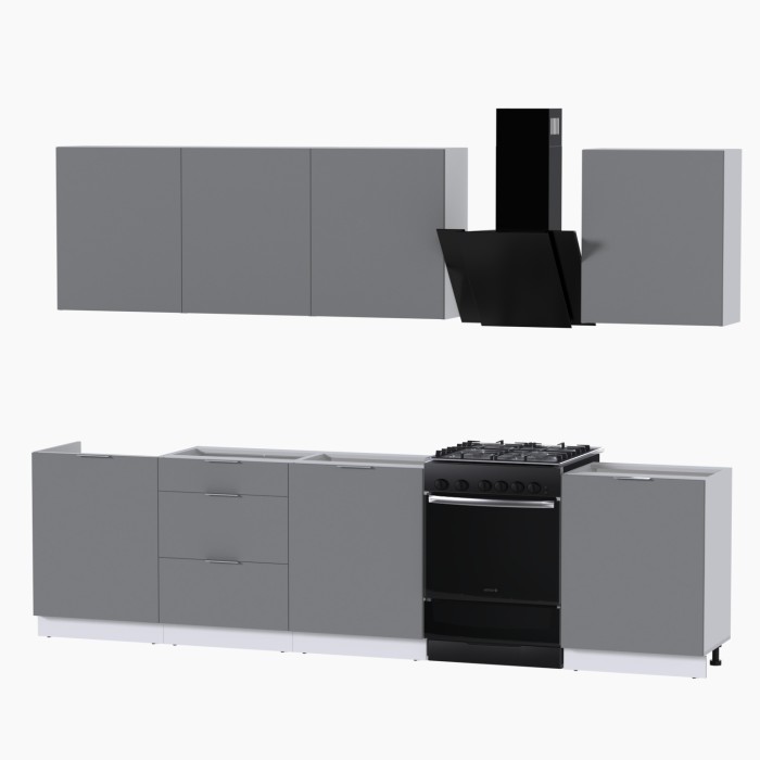 Набор корпусной мебели для кухни " Микс Топ-8" шиншилла серая/ шиншилла серая/