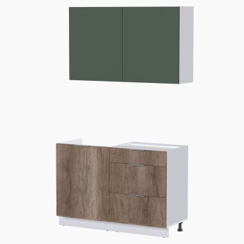 Набор корпусной мебели для кухни " Микс Топ-1" дымчато зеленый/ дуб каньон