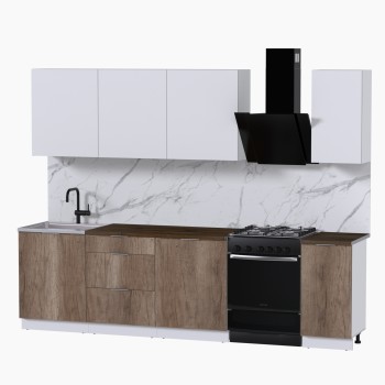 Набор корпусной мебели для кухни " Микс Топ-7" белый премиум/дуб каньон/дуб флагстаф темный