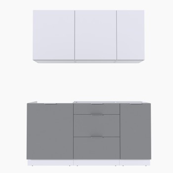 Набор корпусной мебели для кухни " Микс Топ-2" белый премиум/шиншилла серая