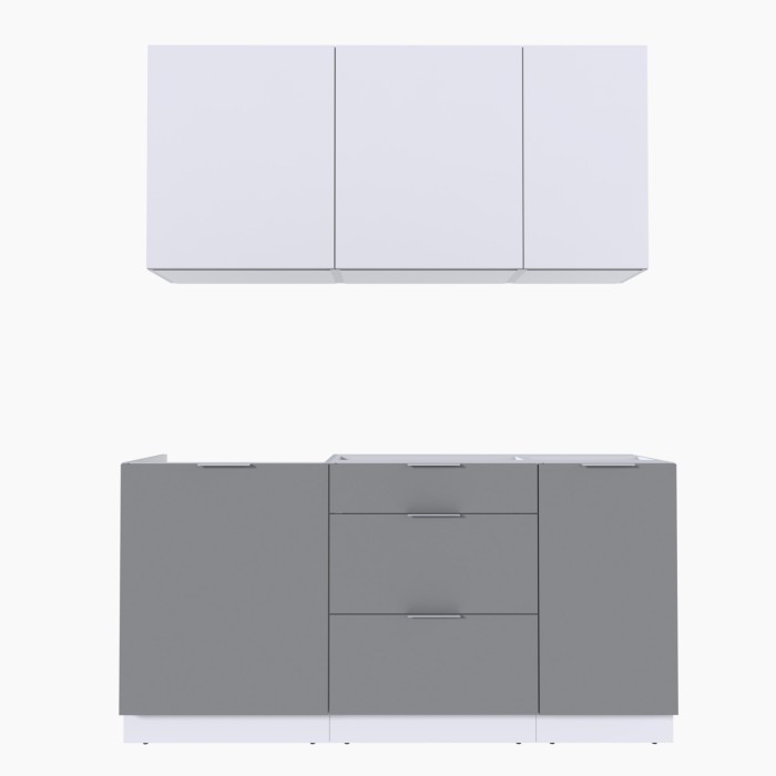 Набор корпусной мебели для кухни " Микс Топ-2" белый премиум/шиншилла серая