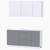 Набор корпусной мебели для кухни " Микс Топ-2" белый премиум/шиншилла серая