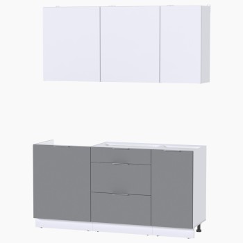 Набор корпусной мебели для кухни " Микс Топ-2" белый премиум/шиншилла серая