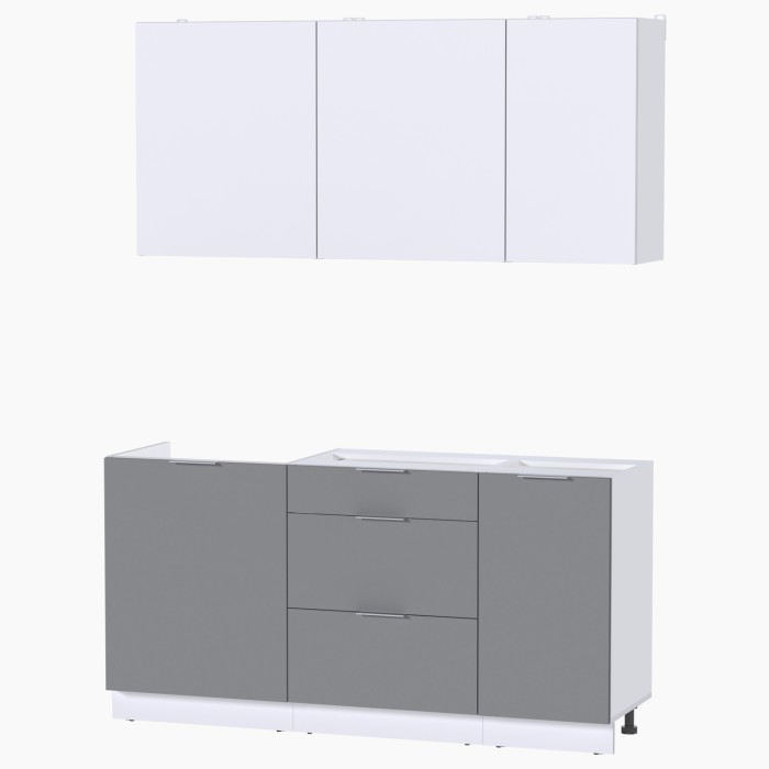 Набор корпусной мебели для кухни " Микс Топ-2" белый премиум/шиншилла серая