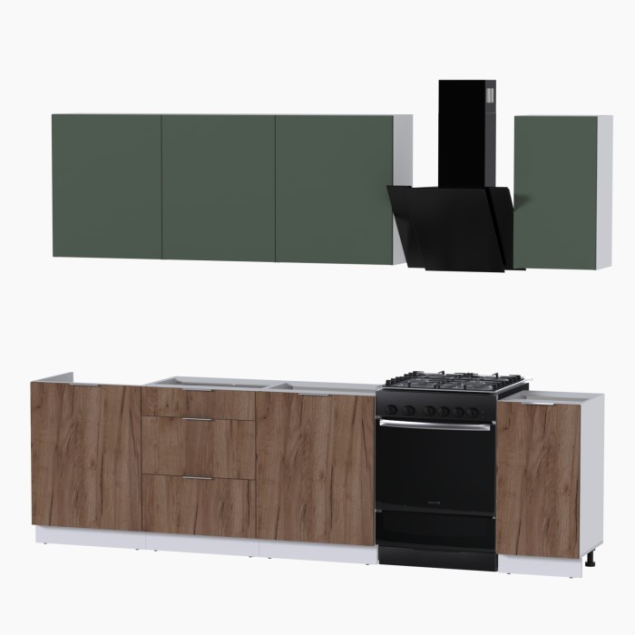Набор корпусной мебели для кухни " Микс Топ-7" дымчато зеленый/ дуб крафт табачный