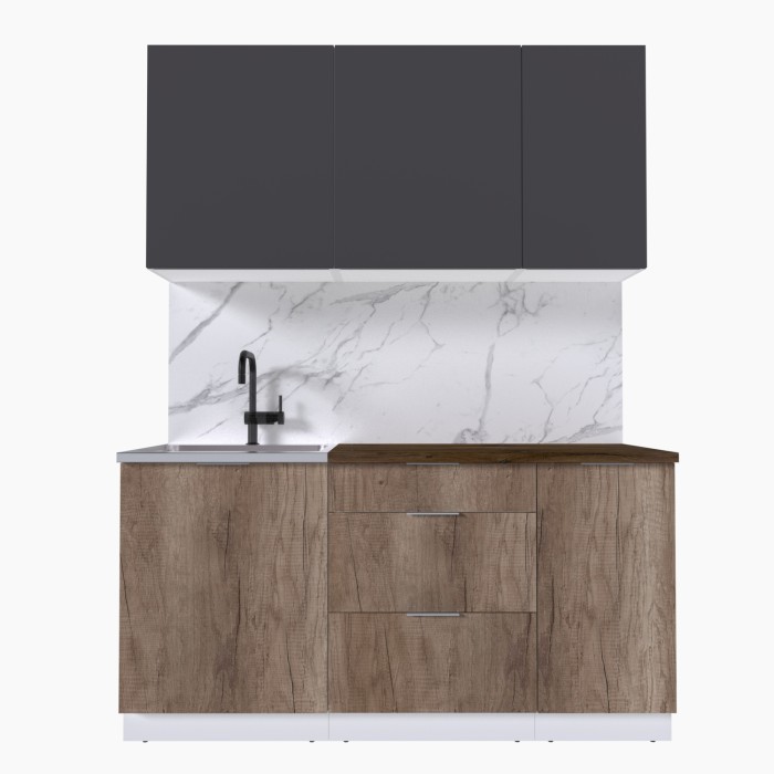 Набор корпусной мебели для кухни " Микс Топ-2" графит серый/дуб каньон/дуб флагстаф темный