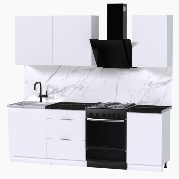 Набор корпусной мебели для кухни " Микс Топ-3" белый премиум/тунис